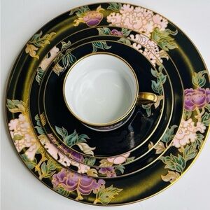 Cloisonné Peony Fitz and Floyd 5 Piece Place Setting Porcelain Dinnerware Japan
